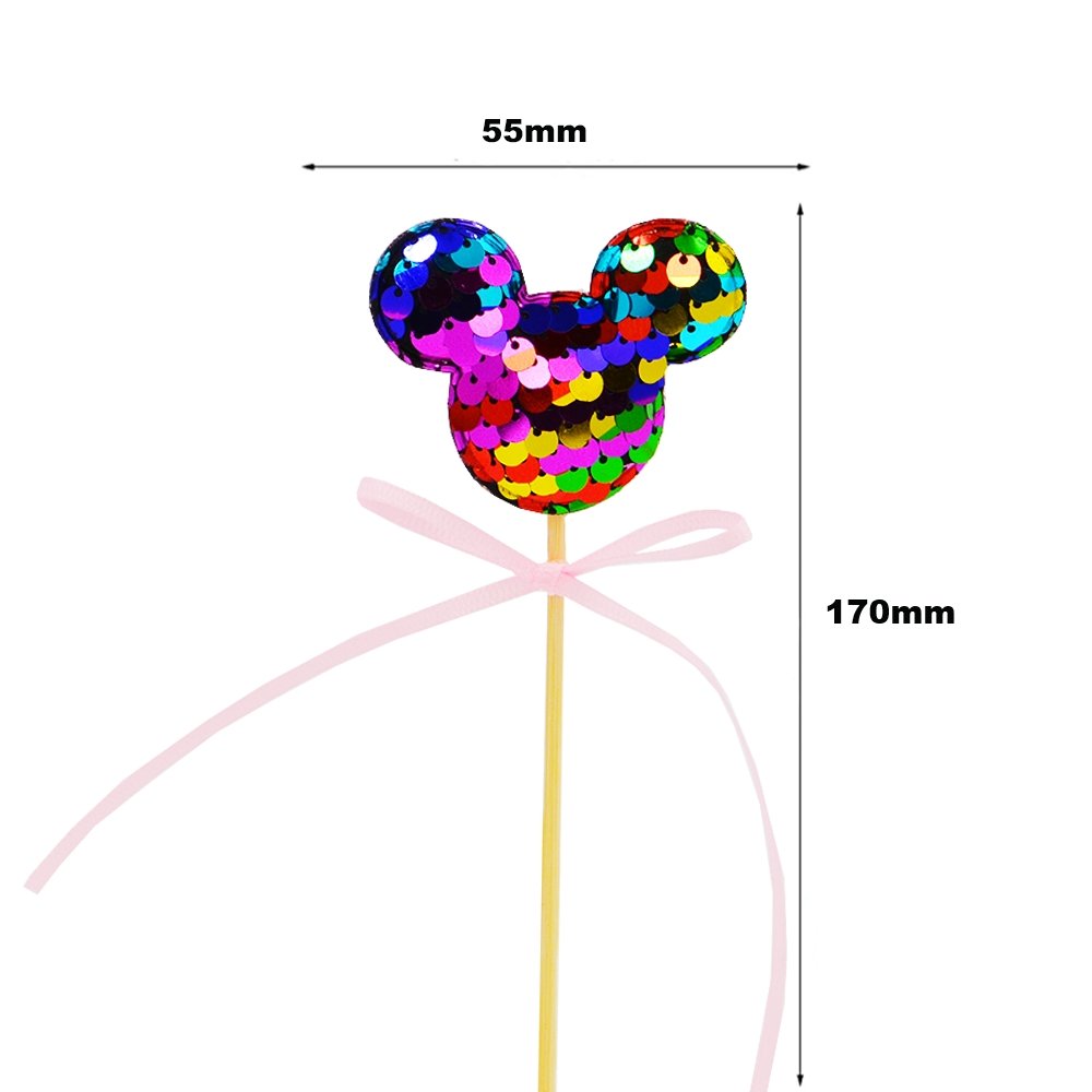 Rainbow Mickey Ear With Pink Bow Cake Topper - TEM IMPORTS™