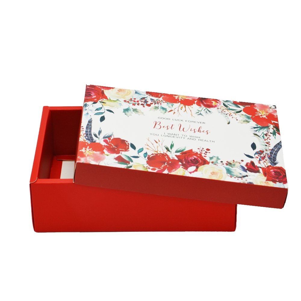 Red Flower Pattern Rectangle Paper Box - TEM IMPORTS™