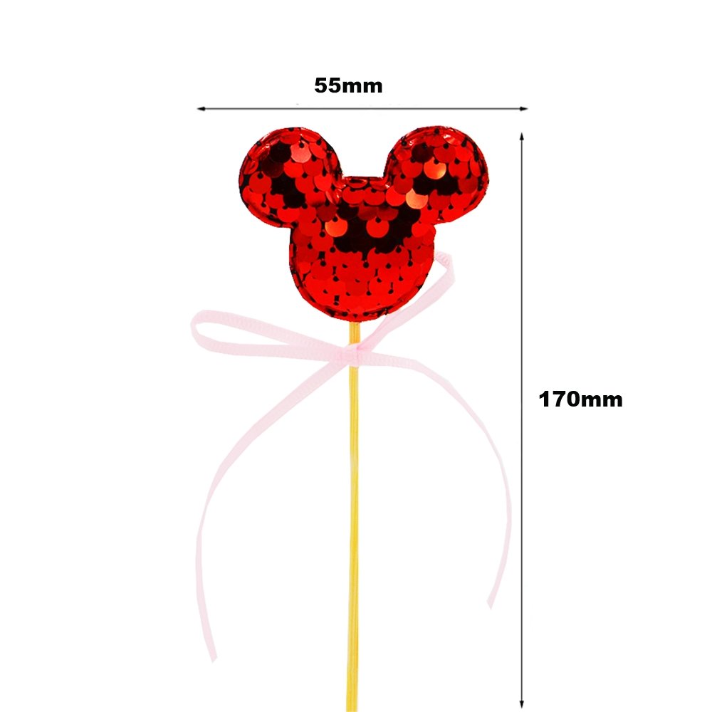 Red Mickey Ear With Pink Bow Cake Topper - TEM IMPORTS™
