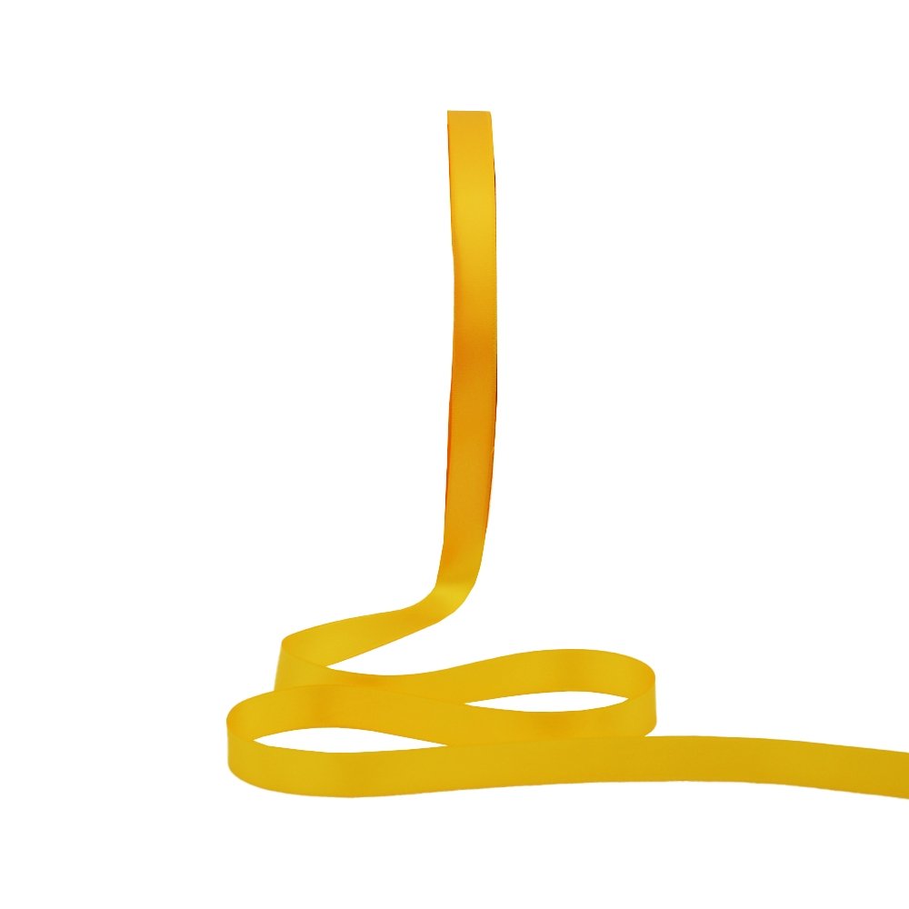 Satin Double Faced Woven Edge Ribbon-Yellow Gold - TEM IMPORTS™