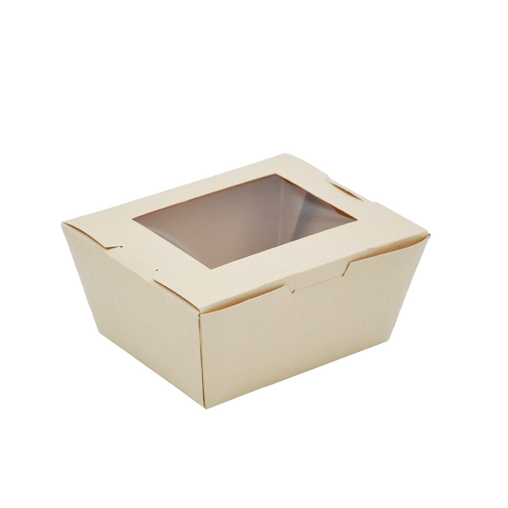 Small Bamboo Paper Lunch Box With PLA Window - 200/CTN