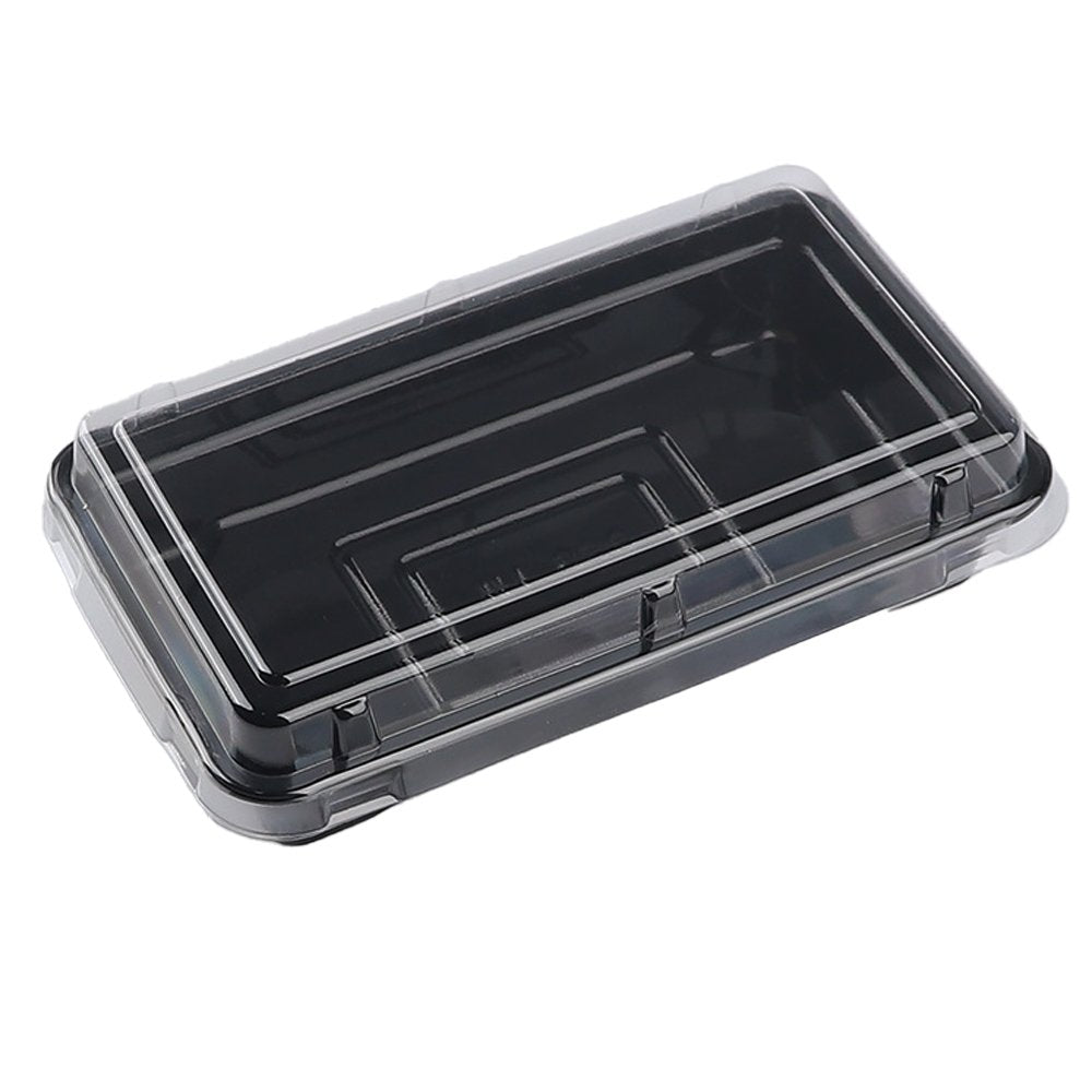 Small Rectangular Black With Clear PET Lid - TEM IMPORTS™