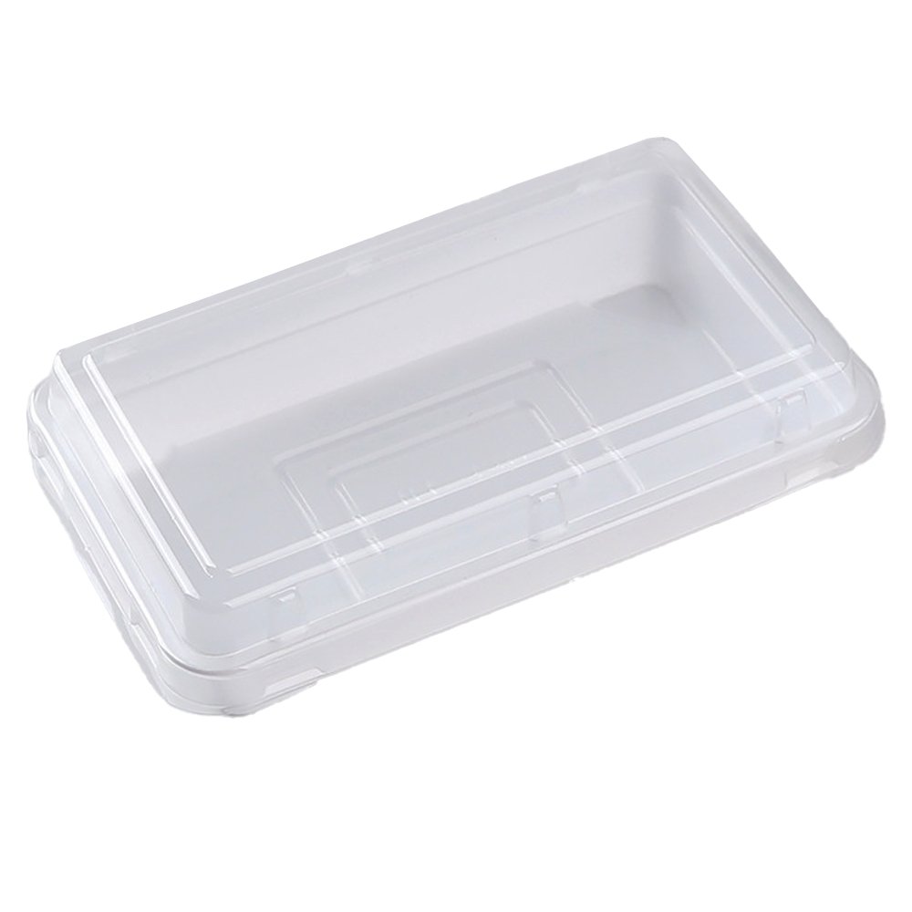 Small Rectangular White With Clear PET Lid - TEM IMPORTS™