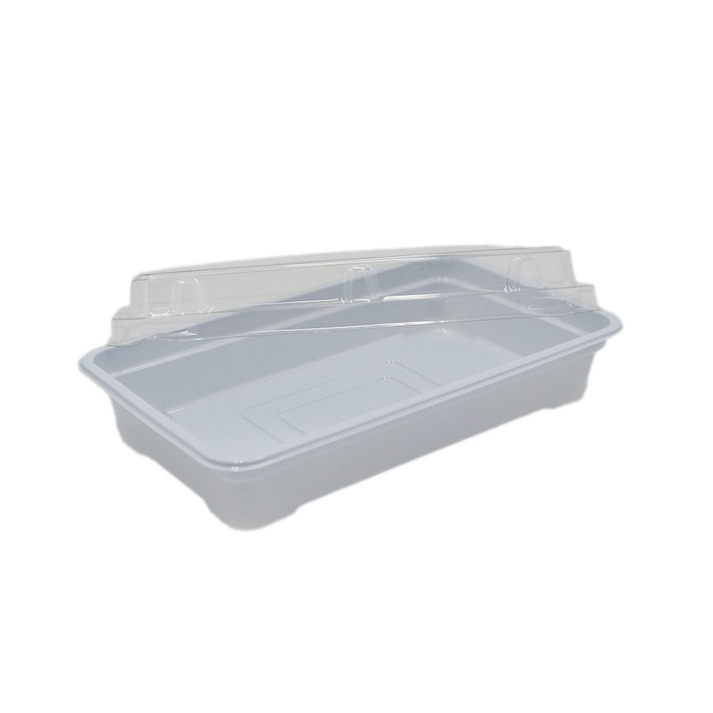 Small Rectangular White With Clear PET Lid - TEM IMPORTS™
