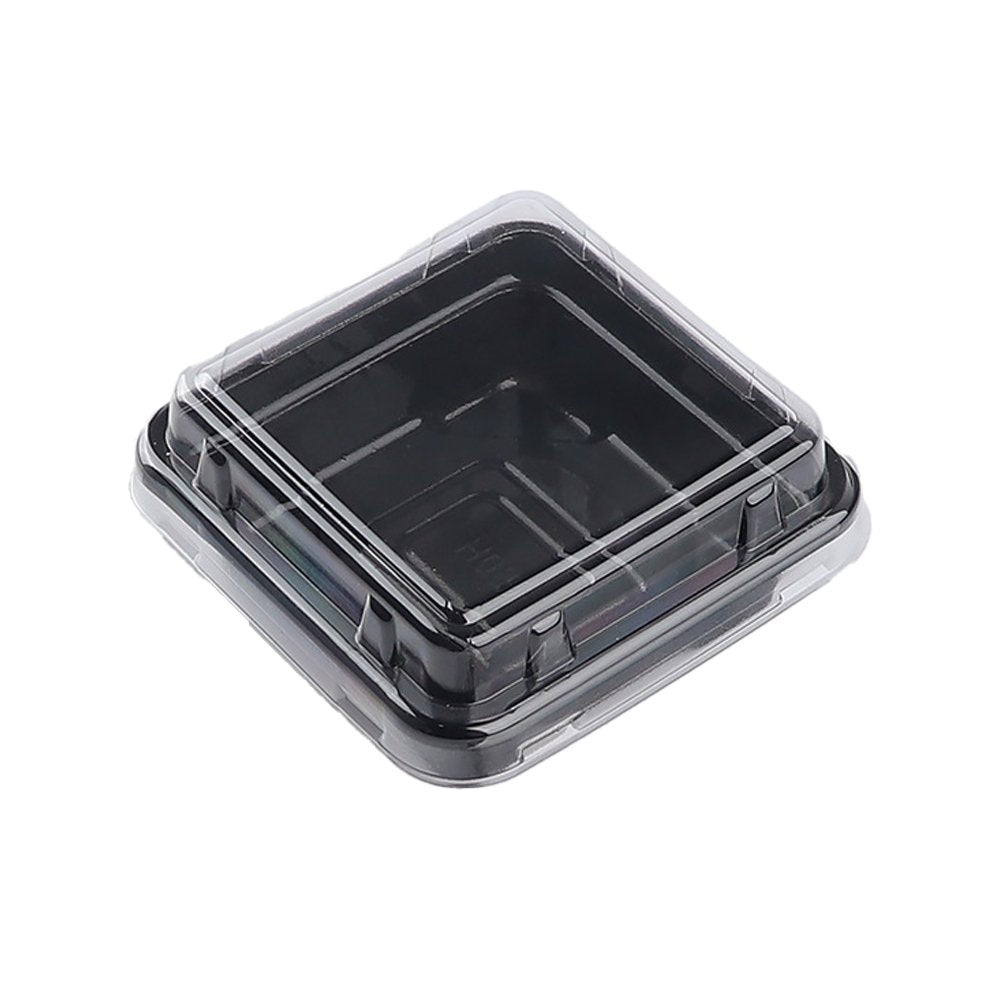 Small Square Black With Clear PET Lid - TEM IMPORTS™