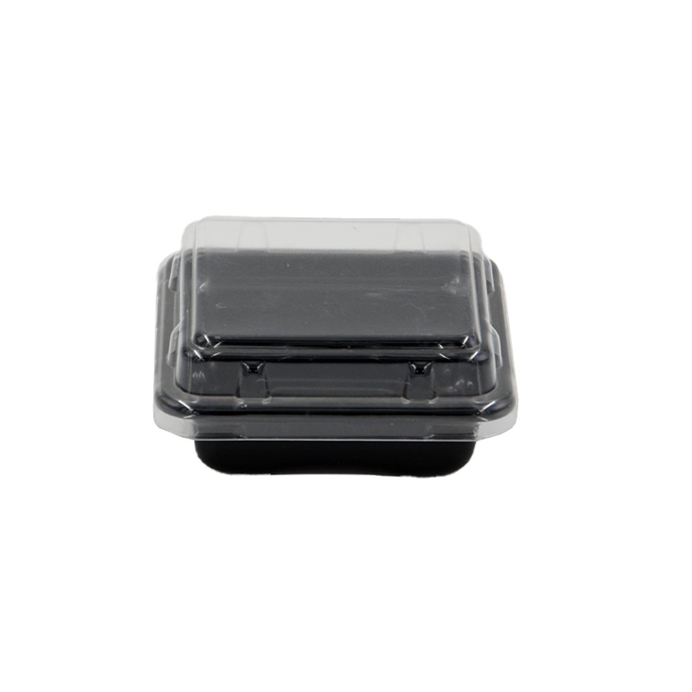 Small Square Black With Clear PET Lid - TEM IMPORTS™