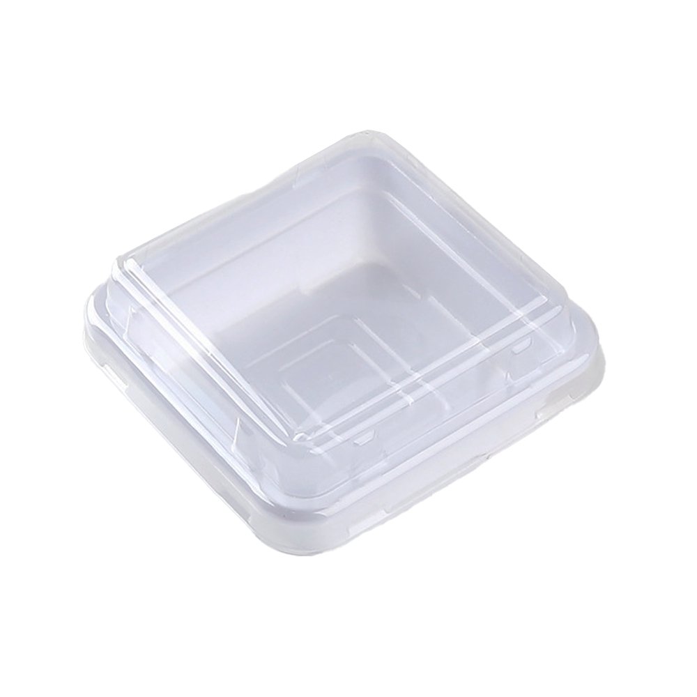 Small Square White With Clear PET Lid - TEM IMPORTS™