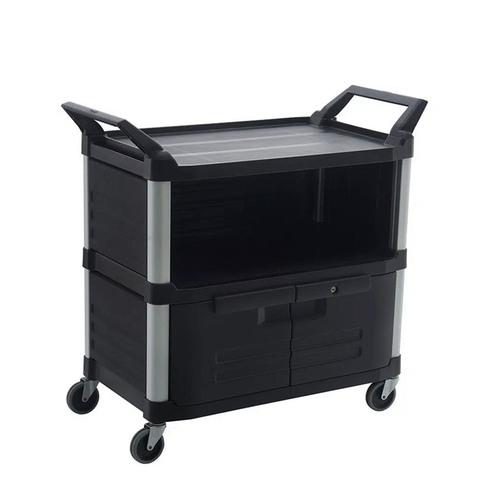 TRUST® Commercial 3 Tier Large Utility Service Cart With Lockable Doors - TEM IMPORTS™