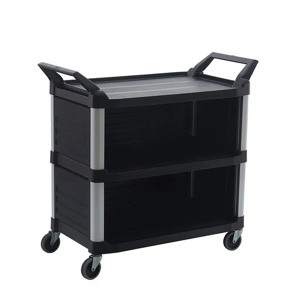 TRUST® Commercial Large 3-Side Enclosed Utility Service Cart - Black - TEM IMPORTS™