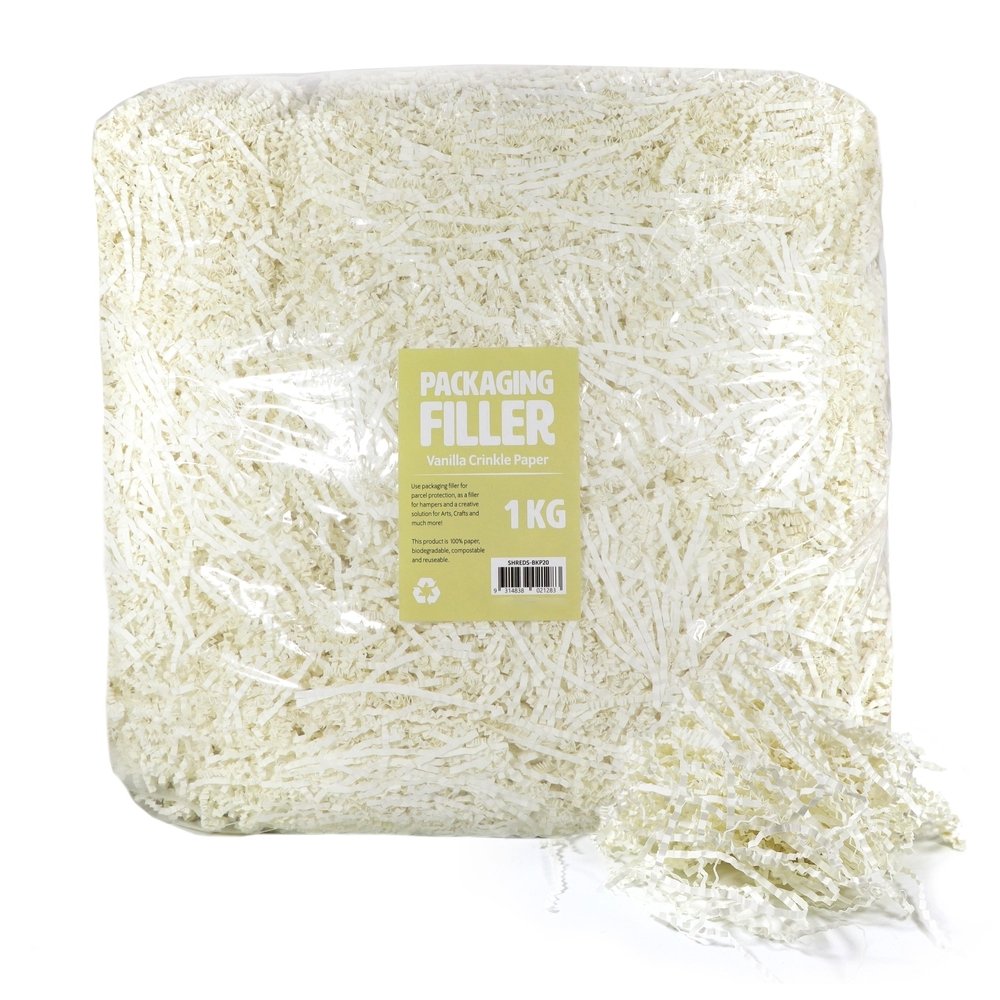 Vanilla Cream Crinkle Paper Shreds Fillers - 1Kg Bag - TEM IMPORTS™