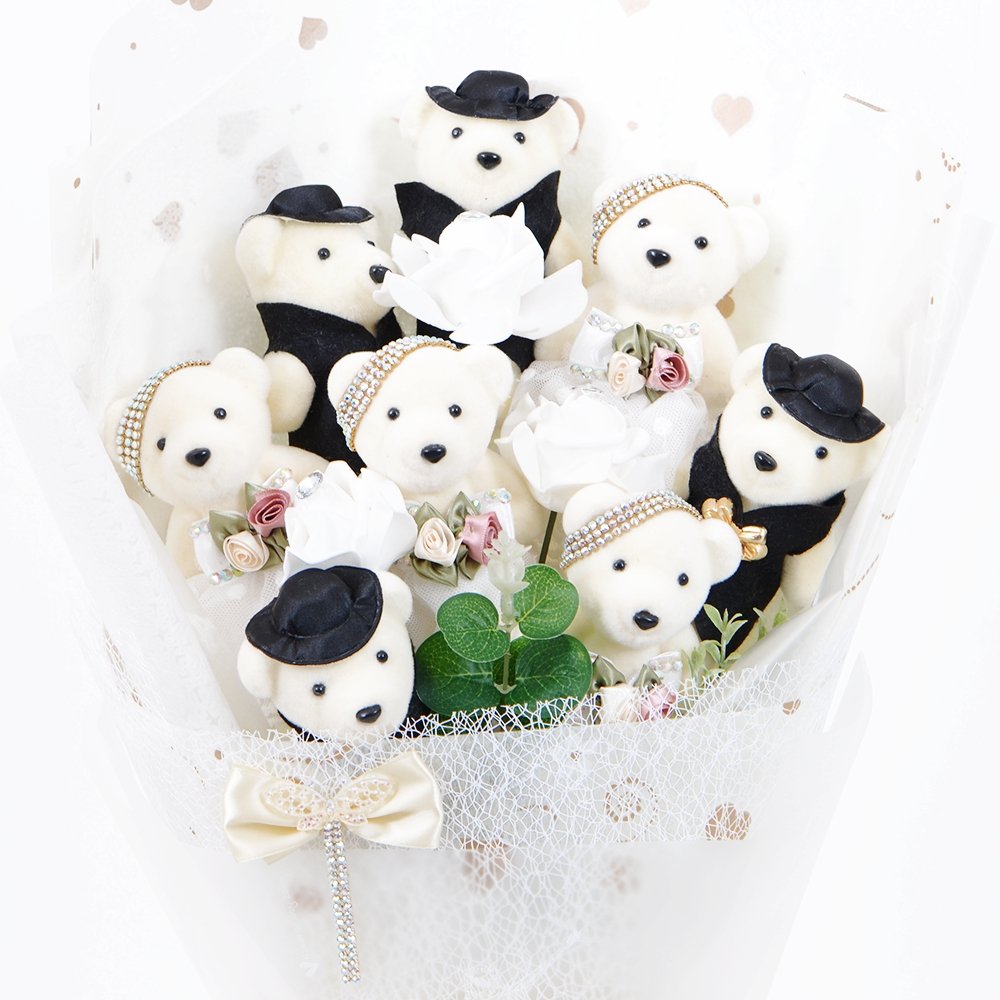 Wedding Teddy Bear Bouquet - Diamond Rose - TEM IMPORTS™