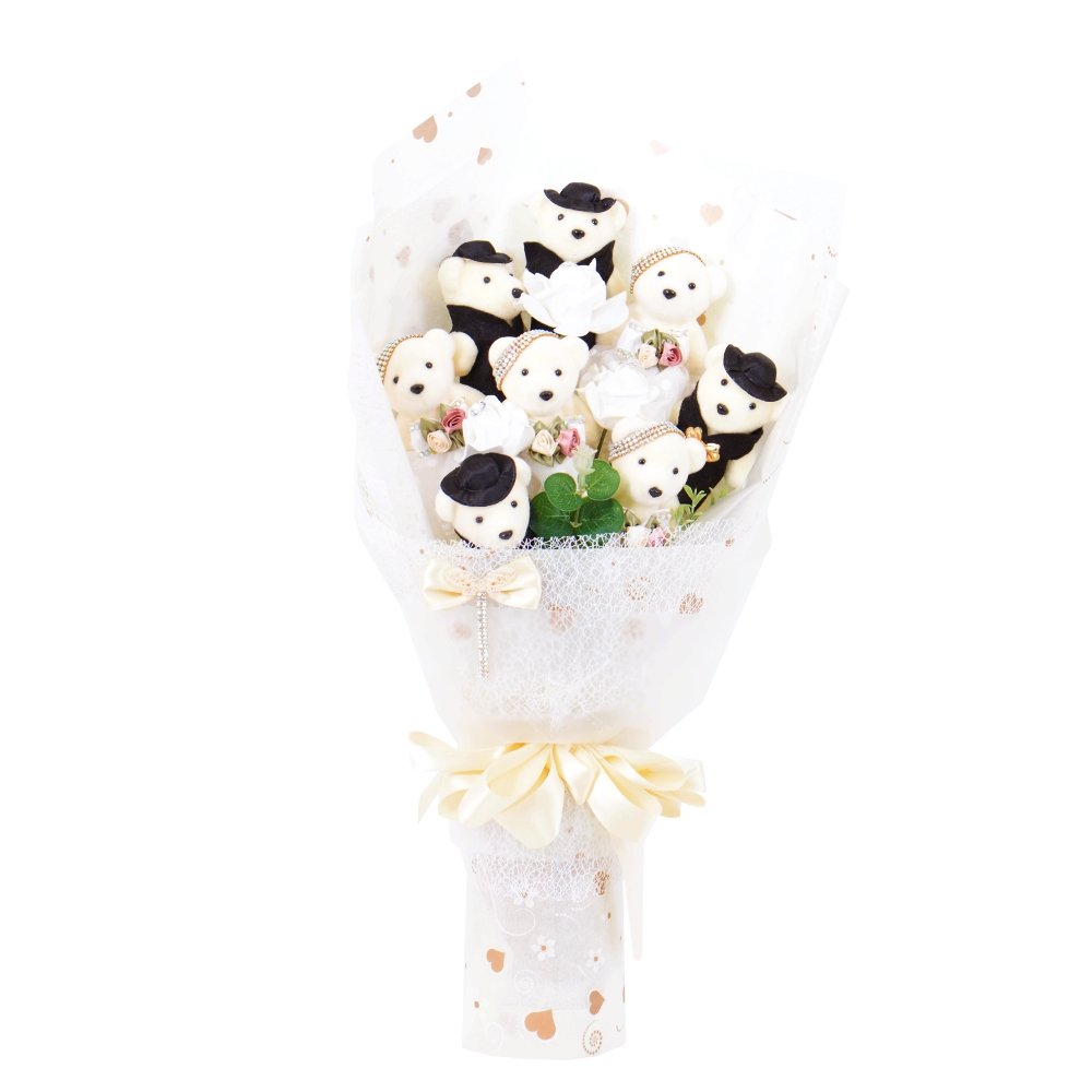 Wedding Teddy Bear Bouquet - Diamond Rose - TEM IMPORTS™
