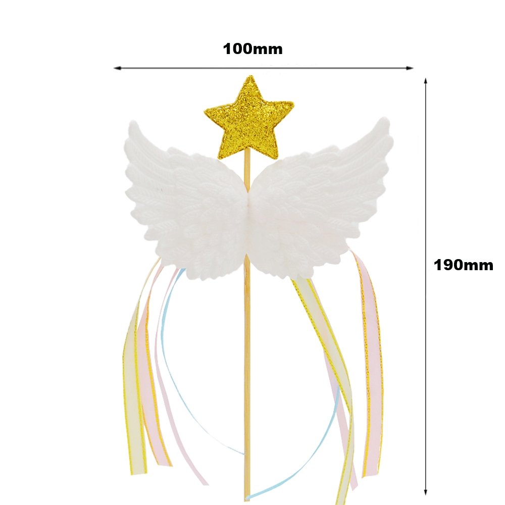 White Angel Wing With Star Cake Topper - TEM IMPORTS™