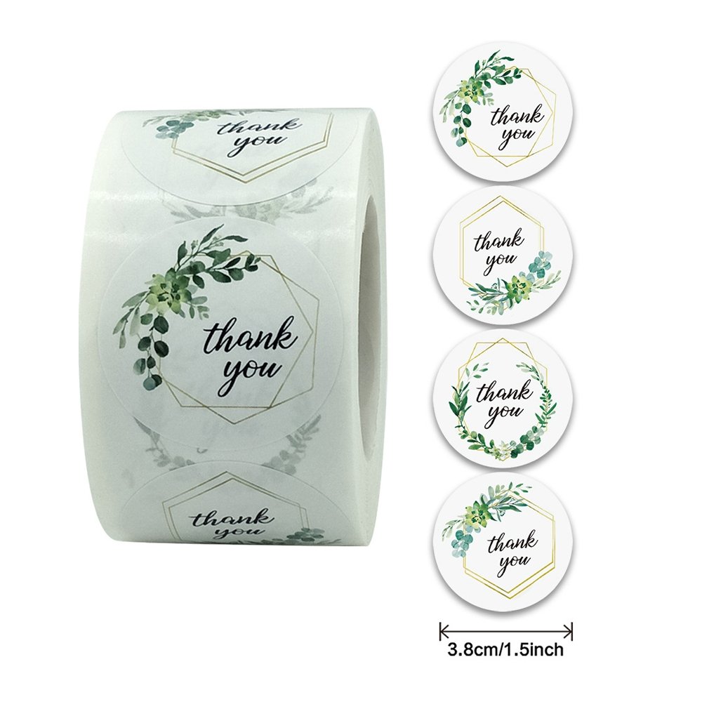 White Seal Label Stickers Roll Eucalyptus 'Thank You' - TEM IMPORTS™