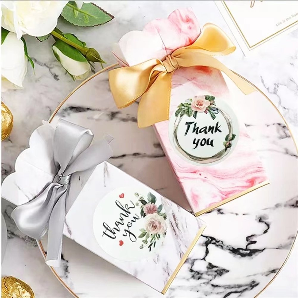 White Seal Label Stickers Roll Floral 1 'Thank You' - TEM IMPORTS™