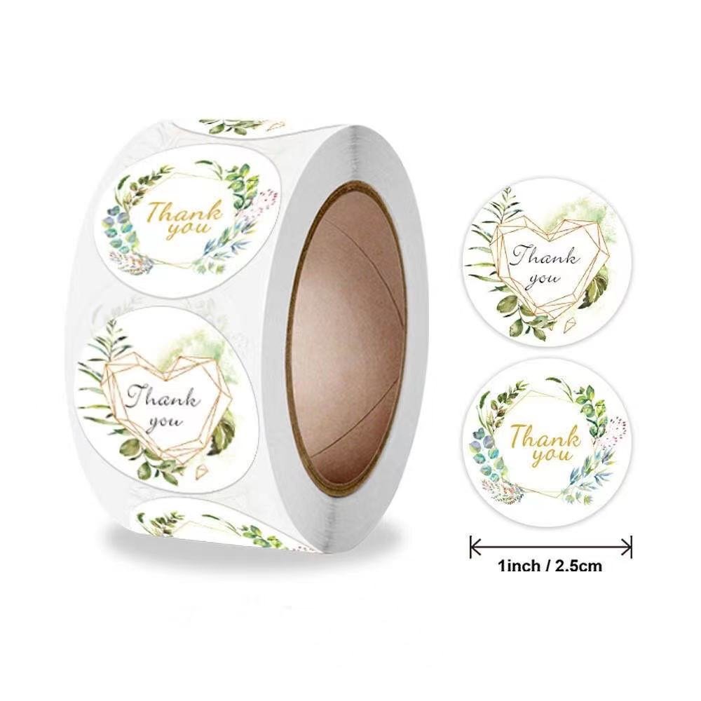 White Seal Label Stickers Roll Floral 'Thank You' - TEM IMPORTS™