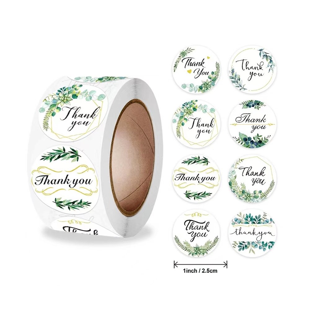 White Seal Label Stickers Roll Flowers & Shapes 'Thank You' - TEM IMPORTS™