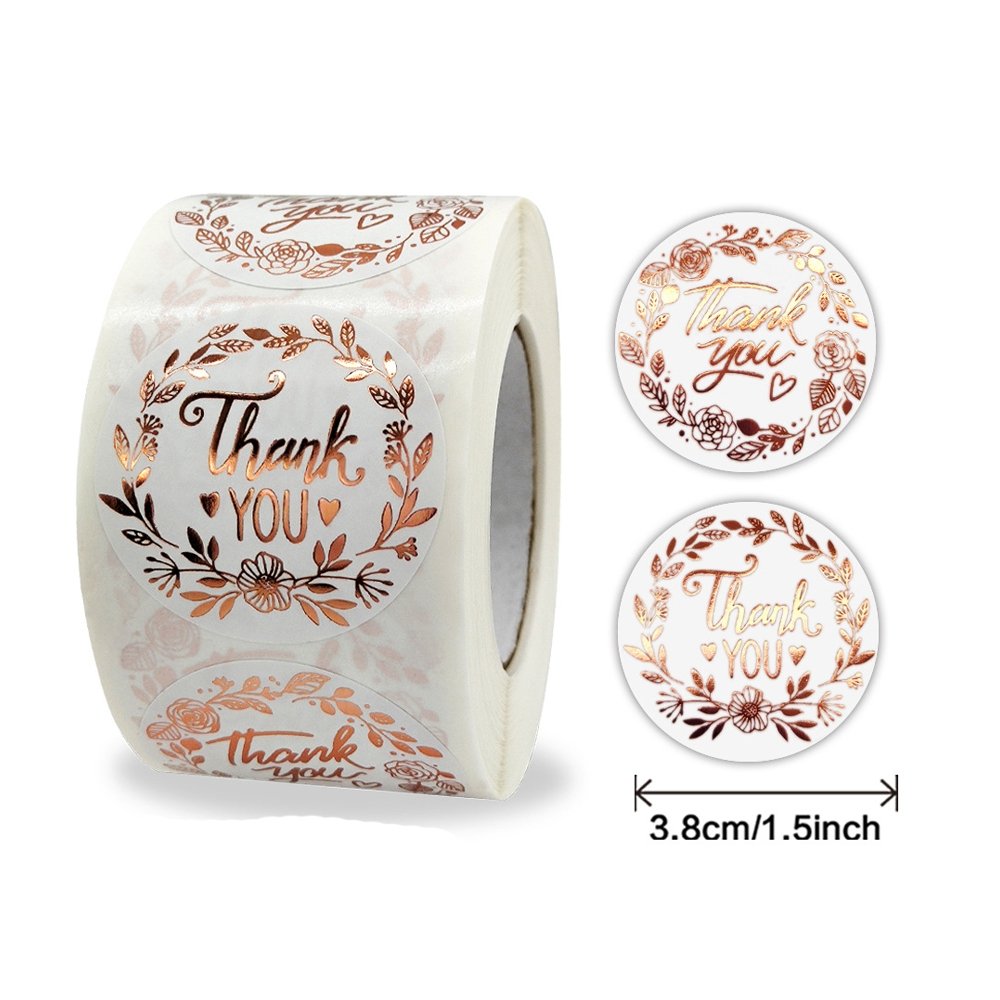 White Seal Label Stickers Roll Gold Prints 'Thank You' - TEM IMPORTS™