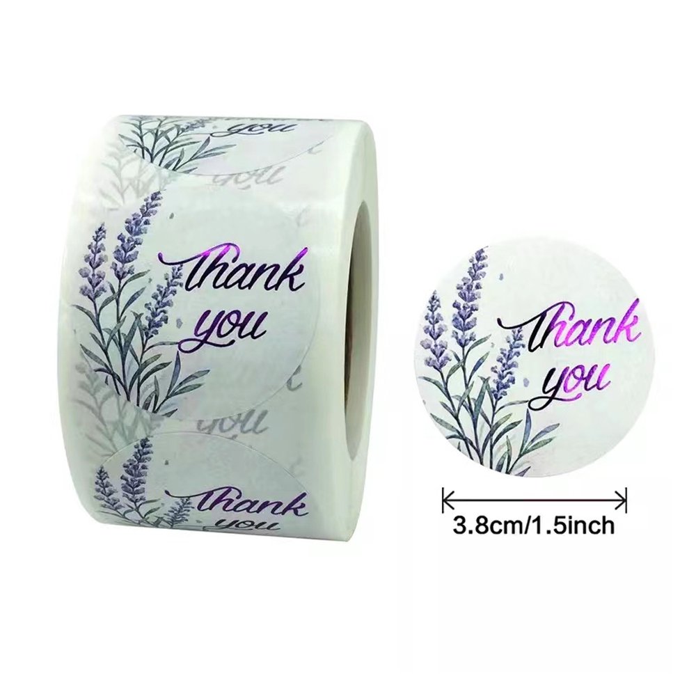 White Seal Label Stickers Roll Lavender 'Thank You' - TEM IMPORTS™