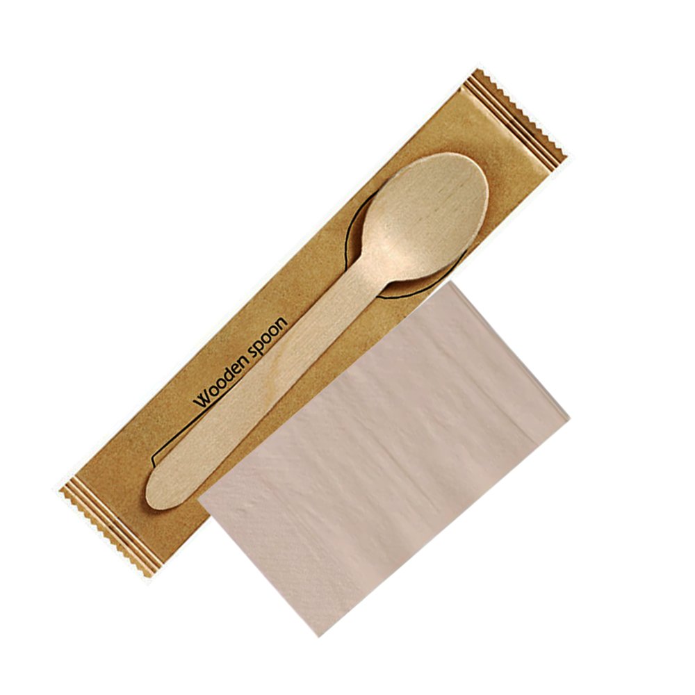 Wooden Spoon & Napkin Set