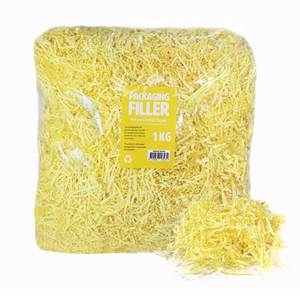 Yellow Crinkle Paper Shreds Fillers - 1Kg Bag - TEM IMPORTS™