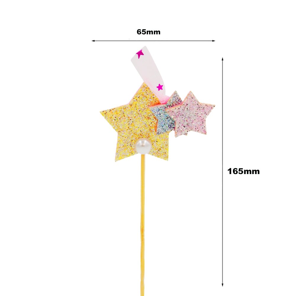 Yellow Three Stars With Lace Cake Topper - TEM IMPORTS™