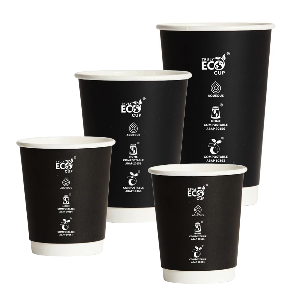 Truly Eco® Aqueous Double Wall Black Cups