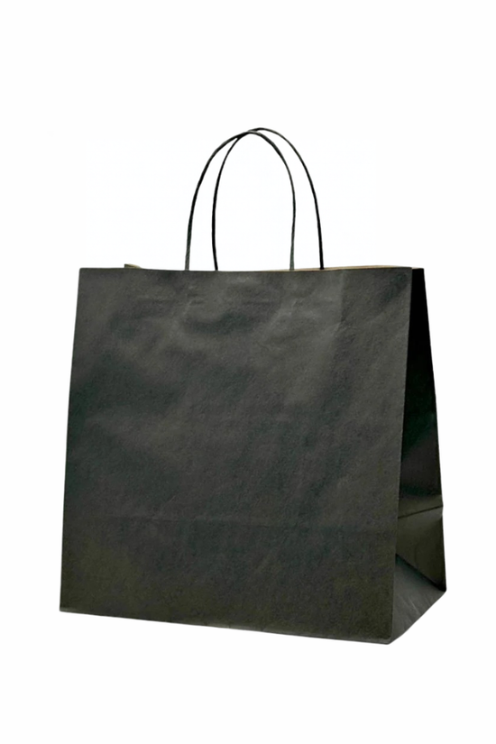 Medium Black Paper Takeaway Bags with Twisted Handles (Carton of 250)