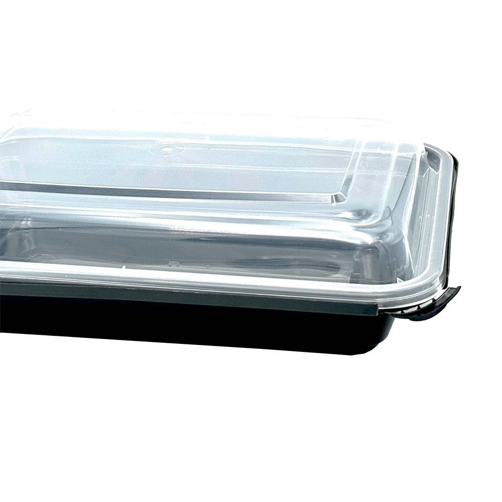 1000mL Black Rectangular Tamper Proof Container With Clear Lid - TEM IMPORTS™