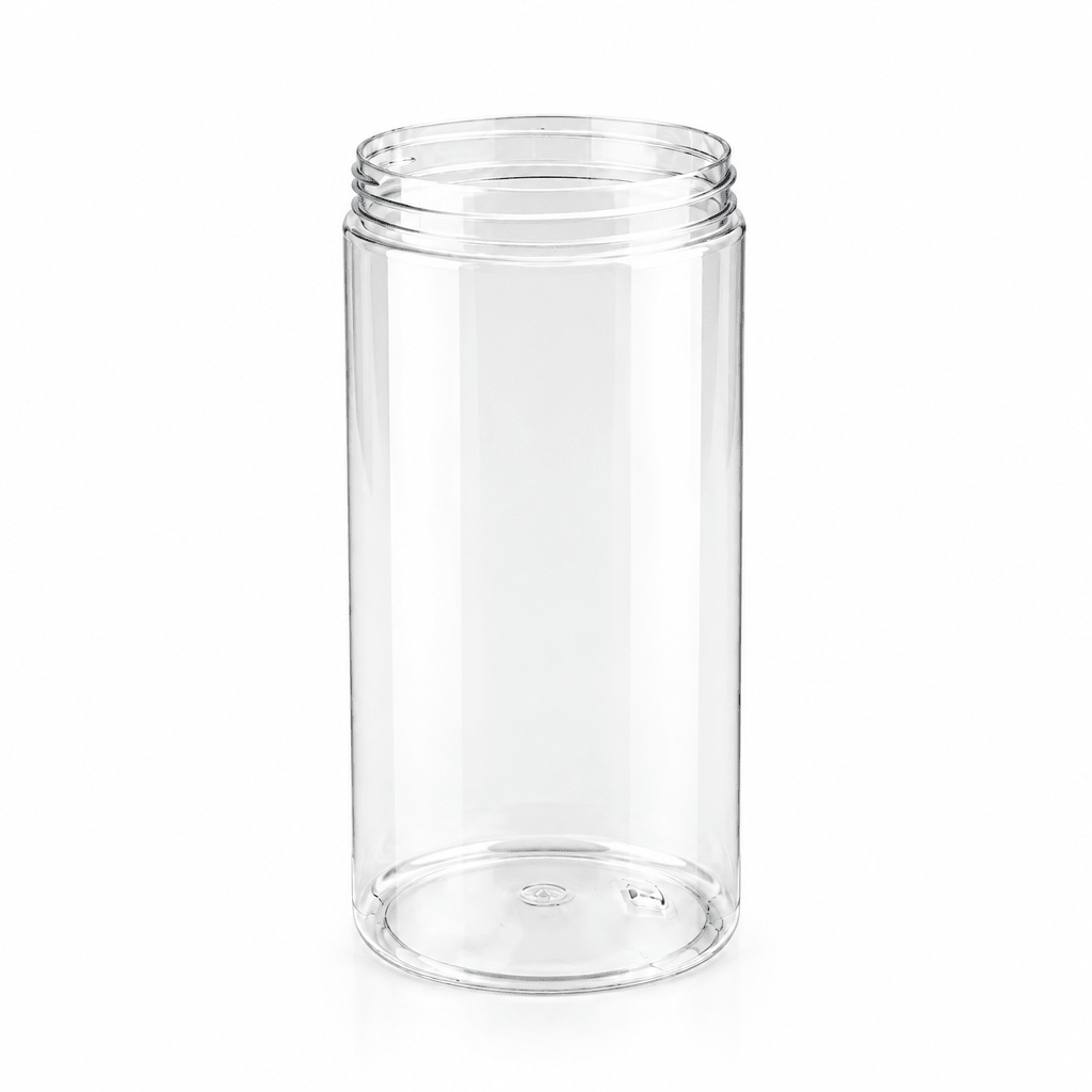 1000mL Clear Plastic Jar – 89mm Neck, Straight-Sided with PET Lid - TEM IMPORTS™