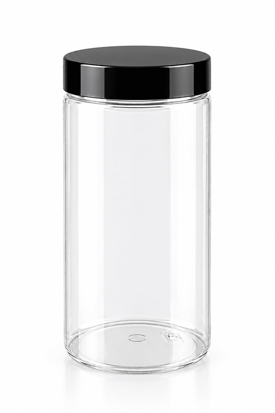 1000mL Clear Plastic Jar – 89mm Neck, Straight-Sided with PET Lid - TEM IMPORTS™
