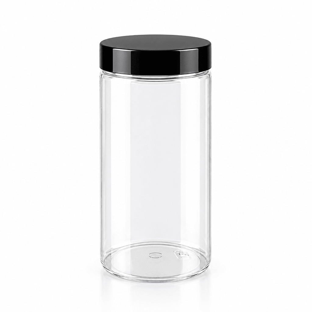 1000mL Clear Plastic Jar – 89mm Neck, Straight-Sided with PET Lid - TEM IMPORTS™