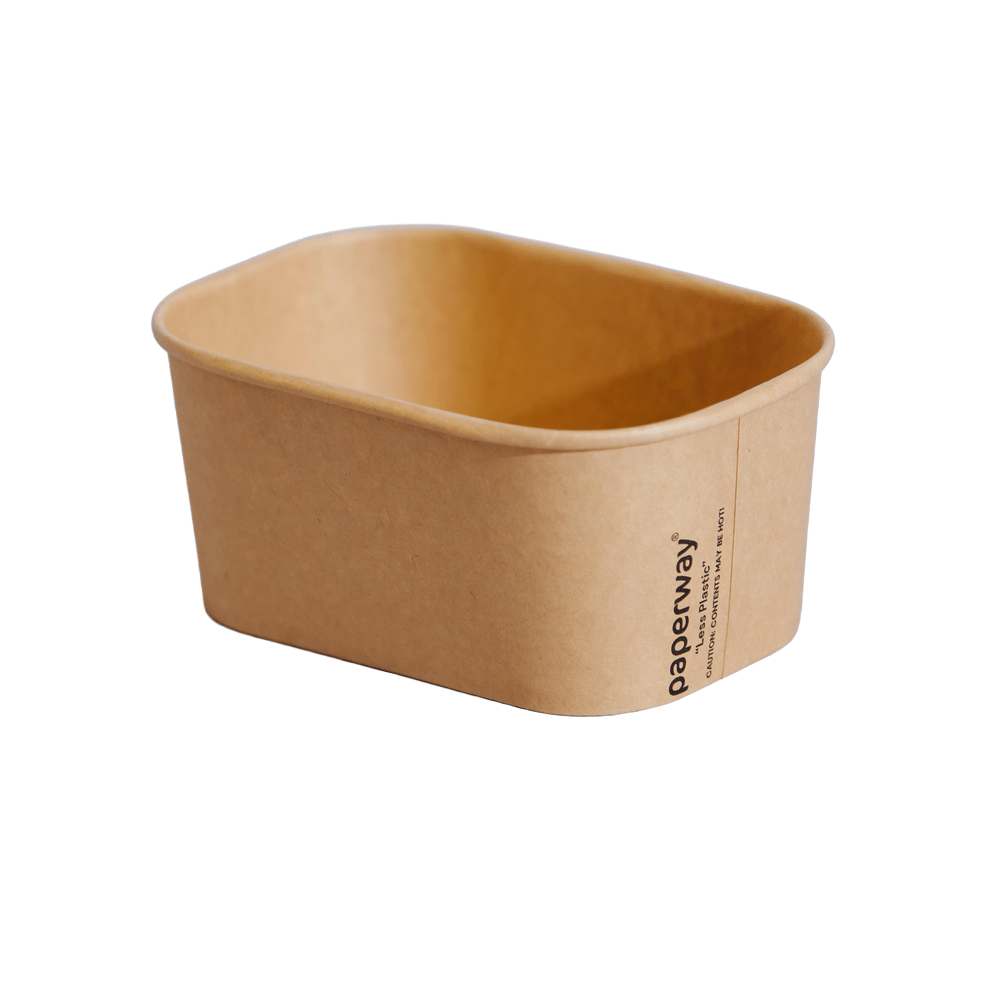 1000mL Paperway™ PP Coated Kraft Rectangular Container - 300/CTN - TEM IMPORTS™