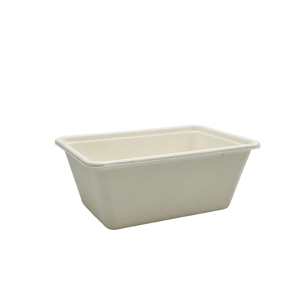 1000mL White Sugarcane Rectangular Takeaway Container (Carton of 500) - TEM IMPORTS™