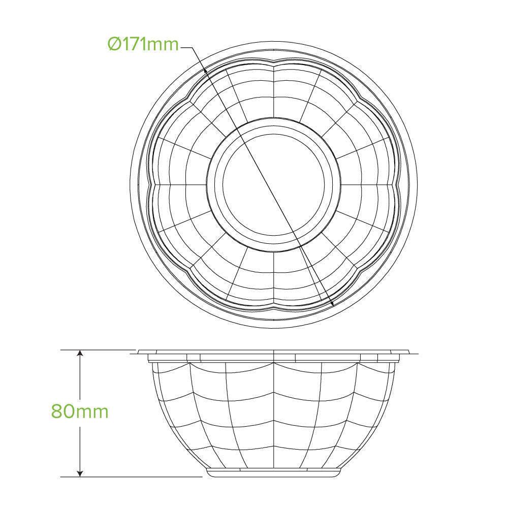 1,080mL / 32oz Clear Salad BioBowl - 450/CTN - TEM IMPORTS™