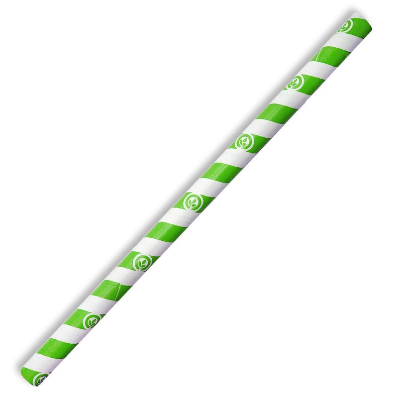 10mm Jumbo Green Stripe BioStraw - 2500pcs/Ctn - TEM IMPORTS™