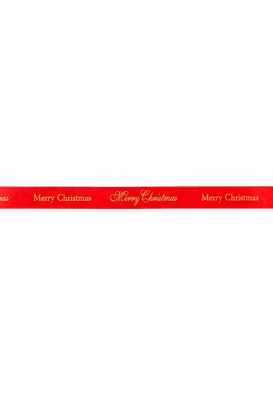 10mm 'Merry Christmas' Printed Red Satin Ribbon Woven Edge - TEM IMPORTS™