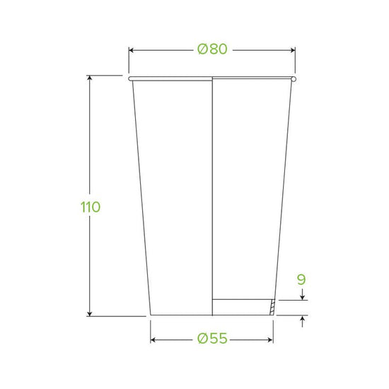10oz/320mL (80mm) White Green Line Single Wall BioCup - 1000pcs/ctn - TEM IMPORTS™