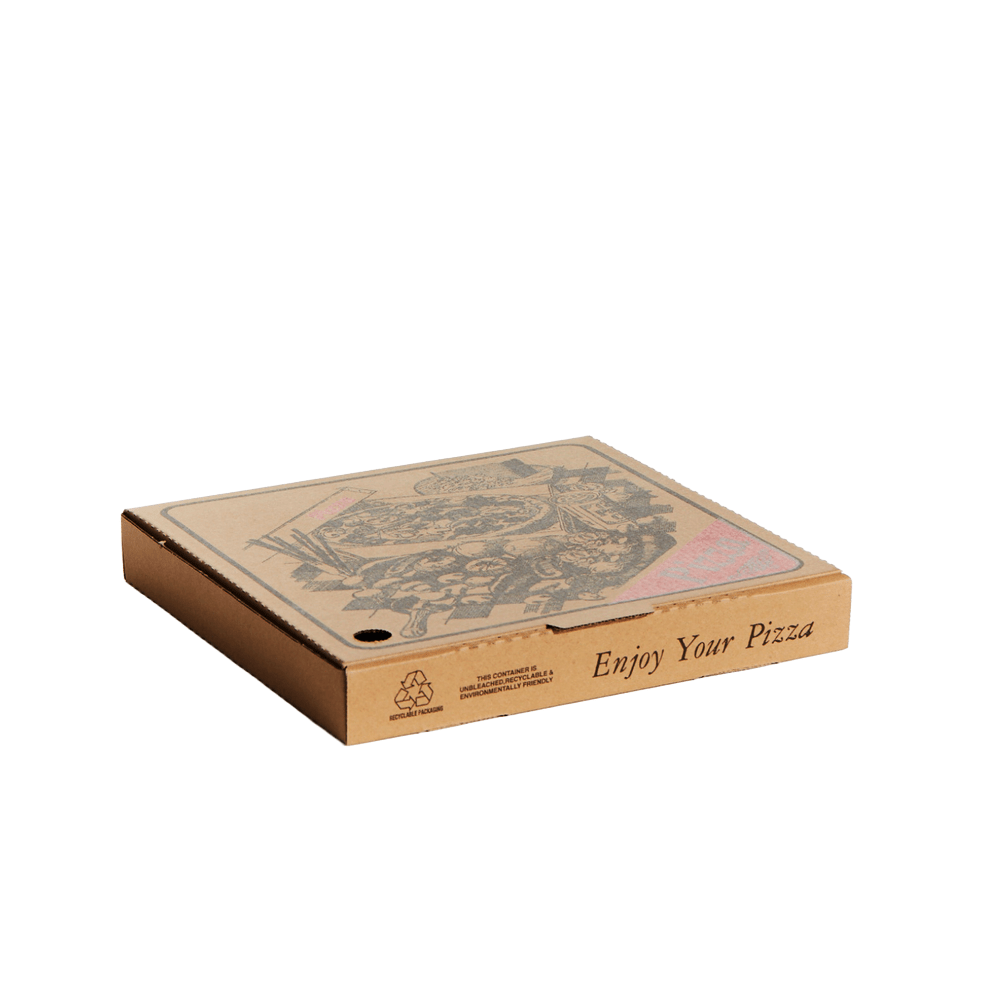 11" Inch Takeaway Kraft Pizza Box Generic Print - 100/CTN - TEM IMPORTS™
