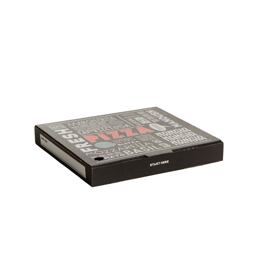11" Inch Takeaway Pizza Box Printed Black - 100/CTN - TEM IMPORTS™