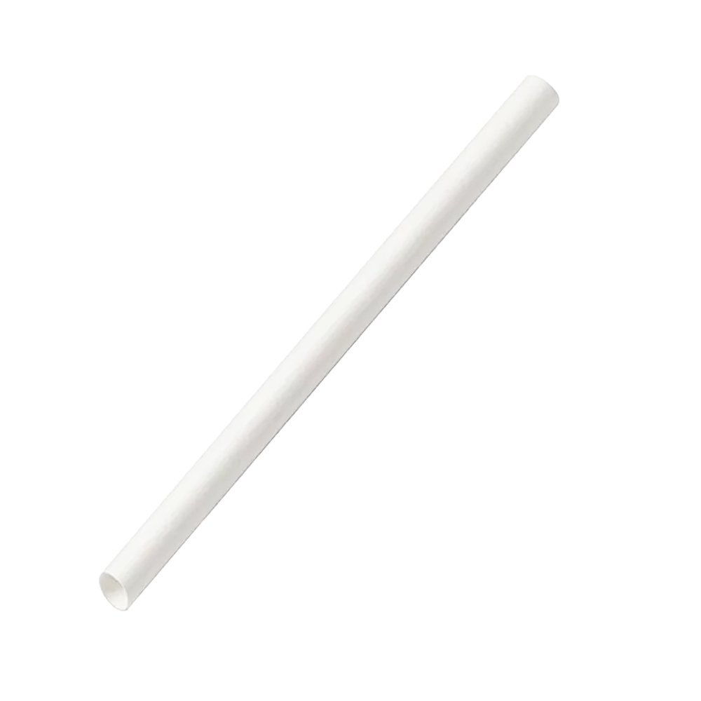 12mm Milk Tea Paper Straw Plain White - TEM IMPORTS™