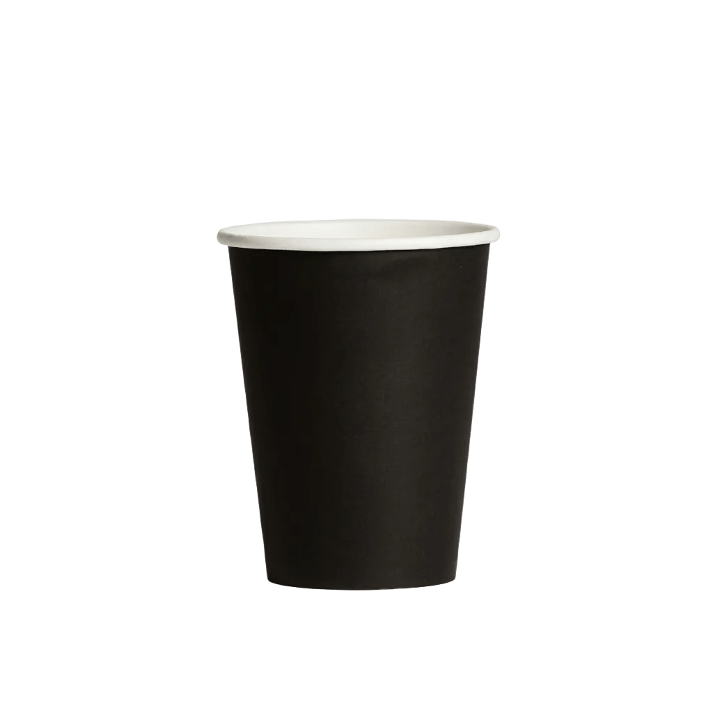 12oz Black PE-Coated Single Wall Paper Cups - 90mm Rim - TEM IMPORTS™