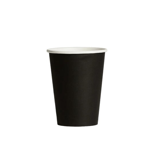 12oz Black PE-Coated Single Wall Paper Cups - 90mm Rim - TEM IMPORTS™