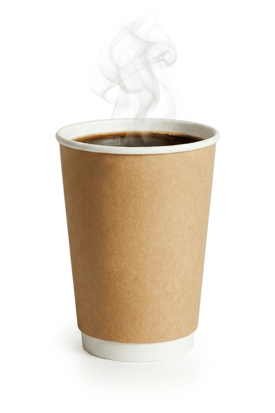 12oz Kraft Double Wall Paper Coffee Cup - 90mm Rim (Carton of 500) - TEM IMPORTS™