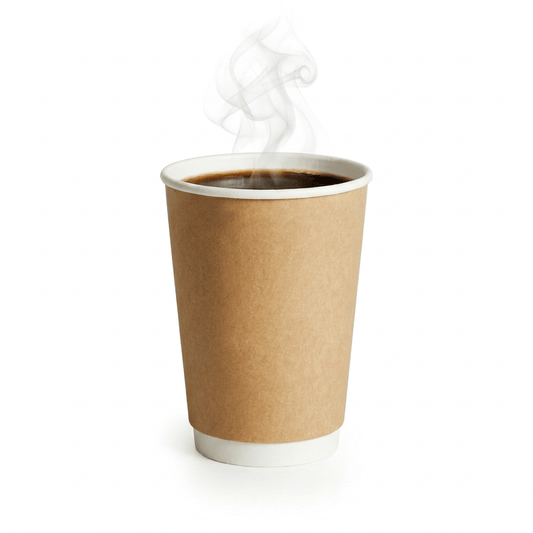 12oz Kraft Double Wall Paper Coffee Cup - 90mm Rim (Carton of 500) - TEM IMPORTS™