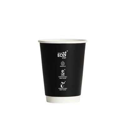 12oz Truly Eco® Aqueous Double Wall Paper Cup Black - 500/CTN - TEM IMPORTS™