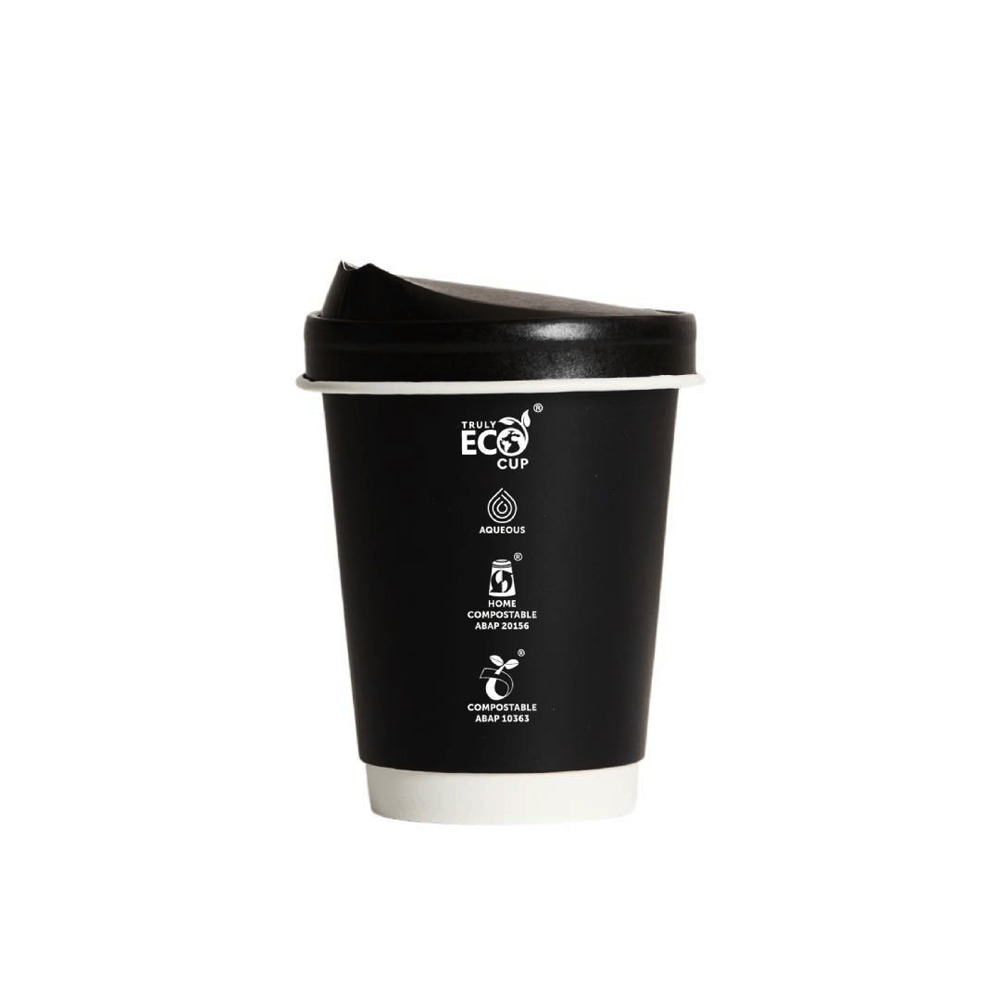 12oz Truly Eco® Aqueous Double Wall Paper Cup Black - 500/CTN - TEM IMPORTS™