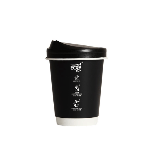 12oz Truly Eco® Aqueous Double Wall Paper Cup Black - 500/CTN - TEM IMPORTS™