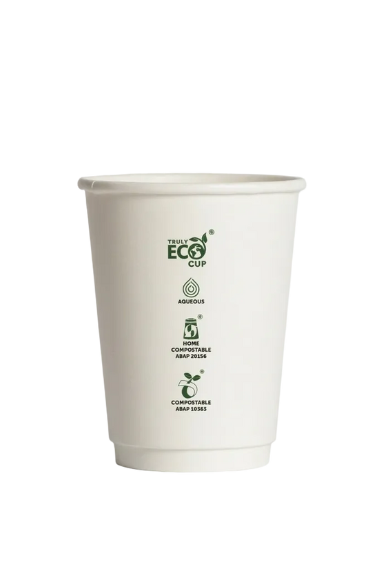 12oz Truly Eco® Aqueous Double Wall Paper Cup White - 500/CTN - TEM IMPORTS™
