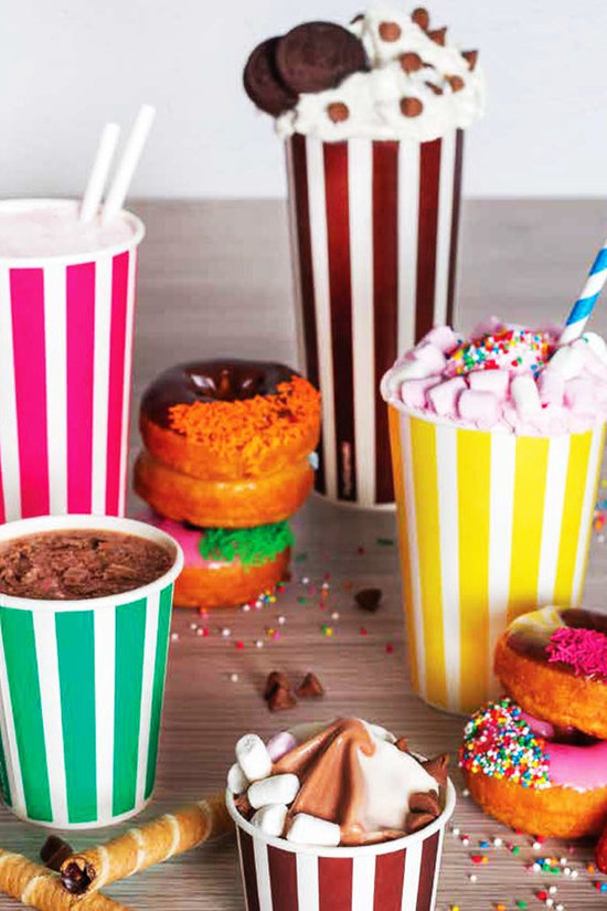 12oz/360mL (D/90mm) Candy Stripe Paper Cold Cup - TEM IMPORTS™